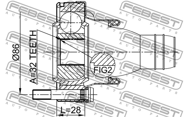 Łącznik wału napędowego FEBEST 1911-X5SHA