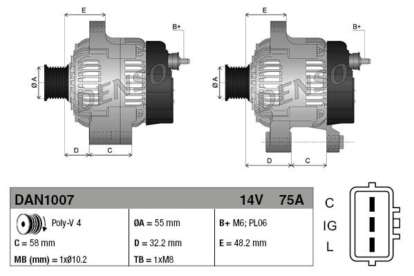 Alternator DENSO DAN1007