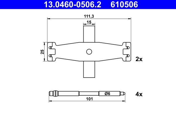 Zestaw akcesoriów montażowych  klocków hamulcowych ATE 13.0460-0506.2