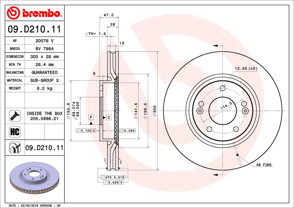 Tarcza hamulcowa BREMBO 09.D210.11