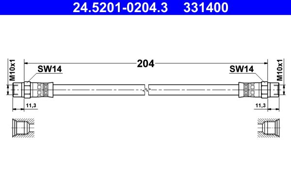 Przewód hamulcowy elastyczny ATE 24.5201-0204.3