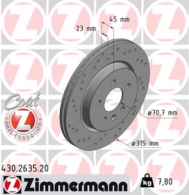 Tarcza hamulcowa ZIMMERMANN 430.2635.20