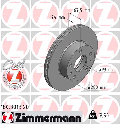 Tarcza hamulcowa ZIMMERMANN 180.3013.20