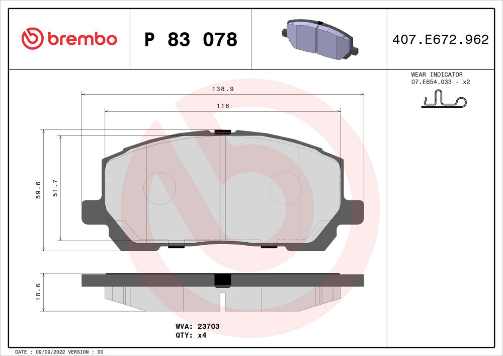 Klocki hamulcowe BREMBO P 83 078