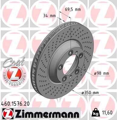 Tarcza hamulcowa ZIMMERMANN 460.1576.20