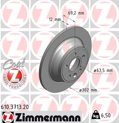 Tarcza hamulcowa ZIMMERMANN 610.3713.20