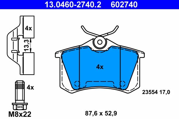 Klocki hamulcowe ATE 13.0460-2740.2