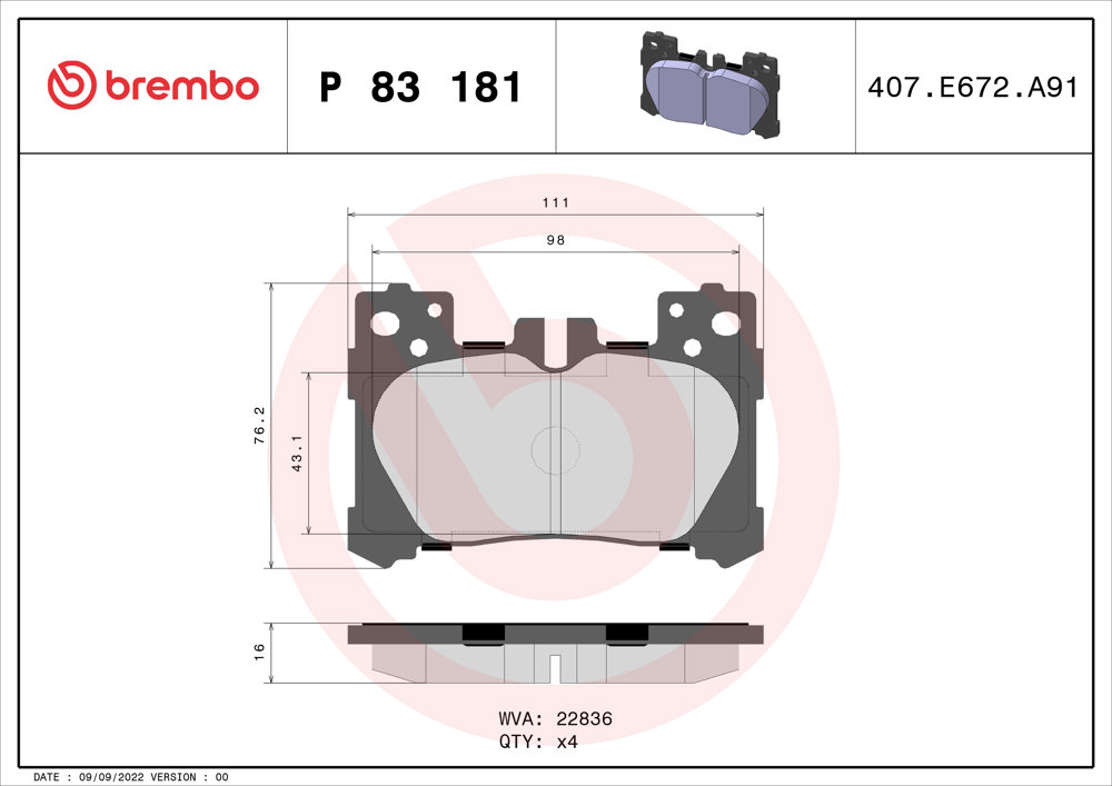 Klocki hamulcowe BREMBO P 83 181