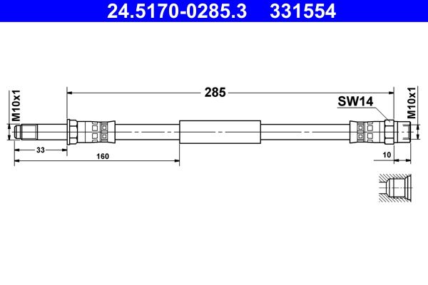 Przewód hamulcowy elastyczny ATE 24.5170-0285.3