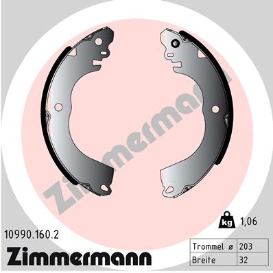 Zestaw szczęk hamulcowych ZIMMERMANN 10990.160.2