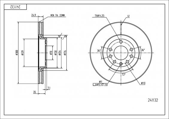 Tarcza hamulcowa HART 241 132