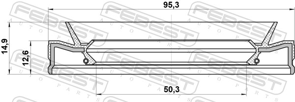 Pierścień uszczelniający wału, różnicowy FEBEST 95HES-52951315C