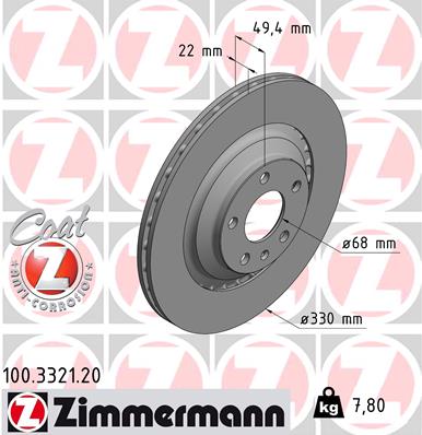 Tarcza hamulcowa ZIMMERMANN 100.3321.20