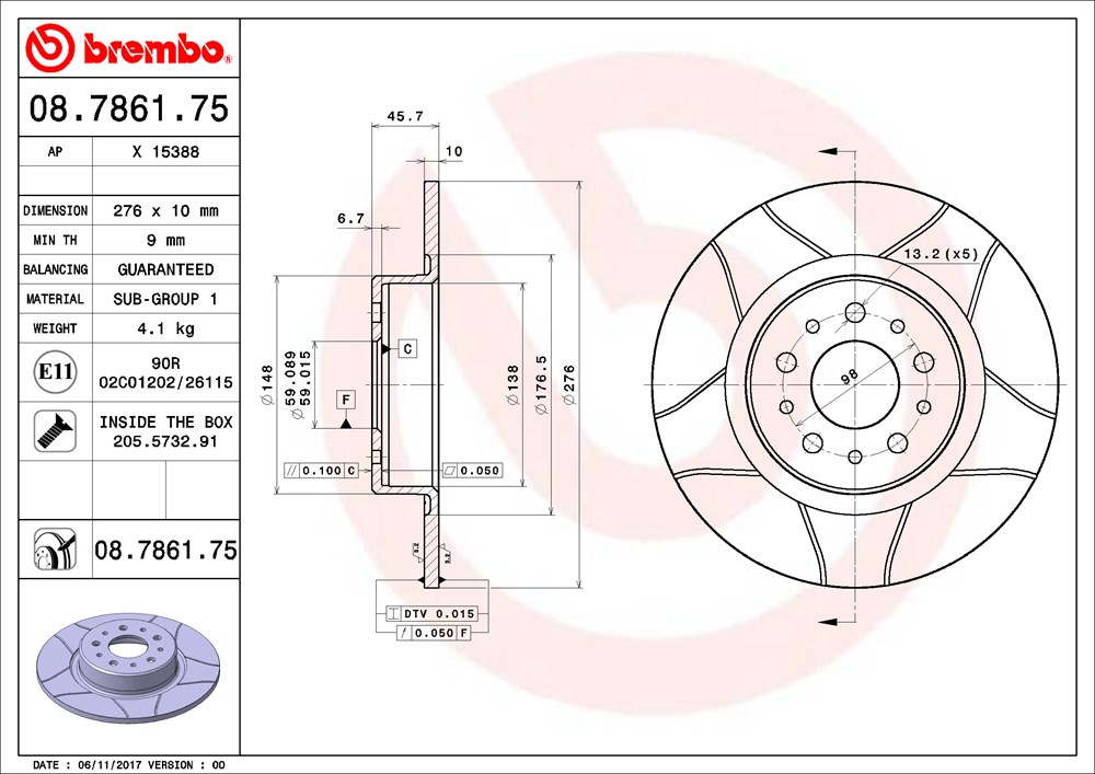 Tarcza hamulcowa BREMBO 08.7861.75