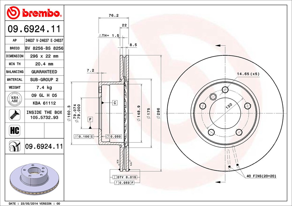 Tarcza hamulcowa BREMBO 09.6924.11