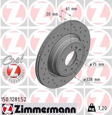Tarcza hamulcowa ZIMMERMANN 150.1281.52