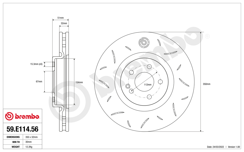Tarcza do hamulców o wysokiej skutecznosci BREMBO 59.E114.56