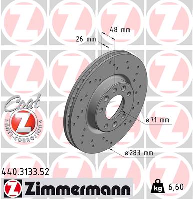 Tarcza hamulcowa ZIMMERMANN 440.3133.52