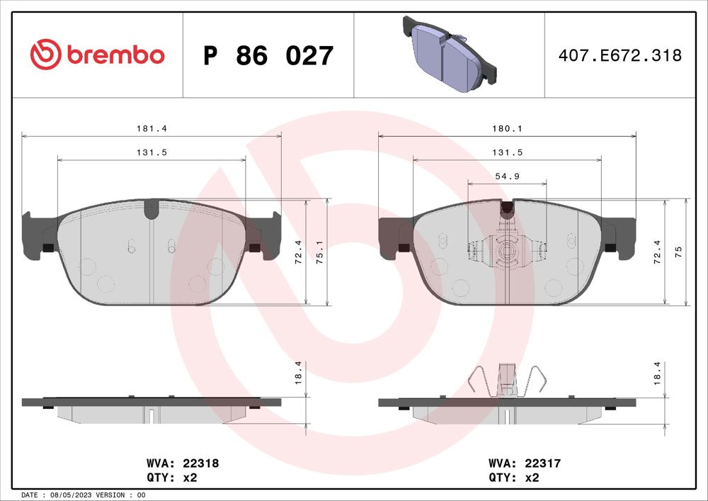 Klocki hamulcowe BREMBO P 86 027