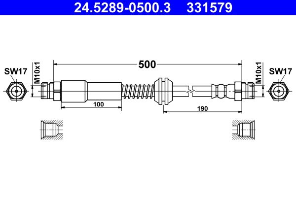 Przewód hamulcowy elastyczny ATE 24.5289-0500.3