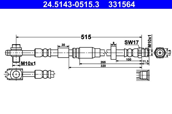 Przewód hamulcowy elastyczny ATE 24.5143-0515.3