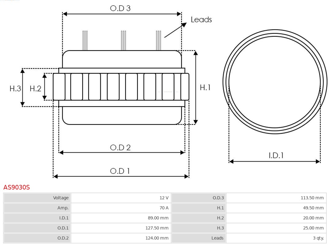 Stator, alternator AS-PL AS9030S