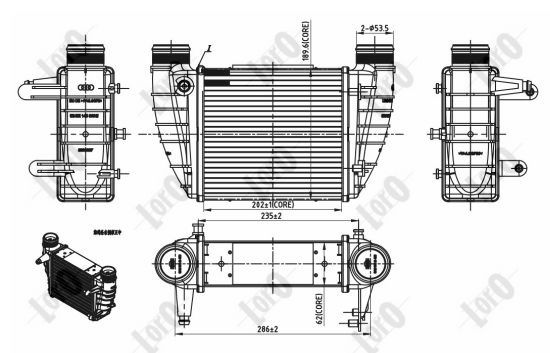 Chłodnica powietrza intercooler ABAKUS 003-018-0014