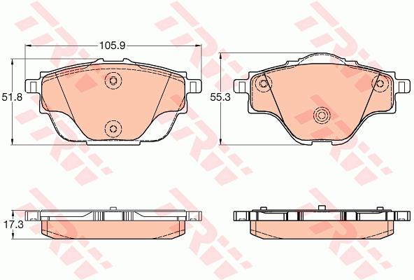 Zestaw klocków hamulcowych, hamulce tarczowe TRW GDB2034