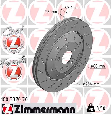 Tarcza hamulcowa ZIMMERMANN 100.3370.70