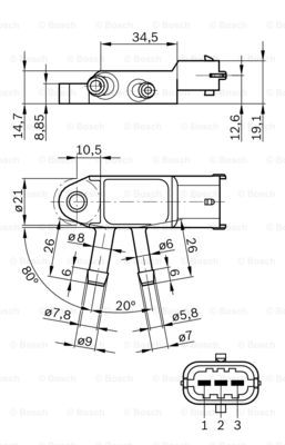 Czujnik ciśnienia spalin BOSCH 0 281 002 772