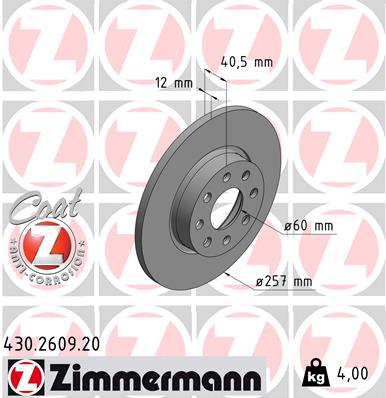 Tarcza hamulcowa ZIMMERMANN 430.2609.20