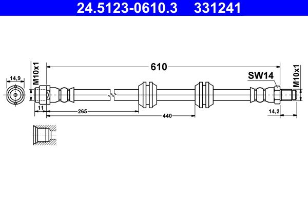 Przewód hamulcowy elastyczny ATE 24.5123-0610.3