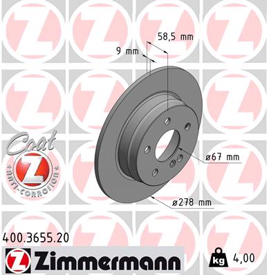 Tarcza hamulcowa ZIMMERMANN 400.3655.20