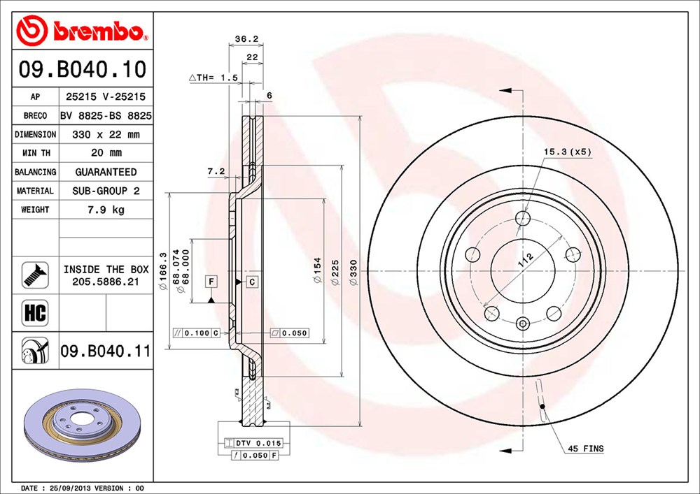 Tarcza hamulcowa BREMBO 09.B040.11