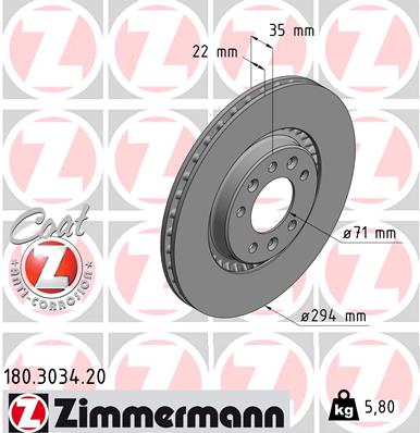 Tarcza hamulcowa ZIMMERMANN 180.3034.20