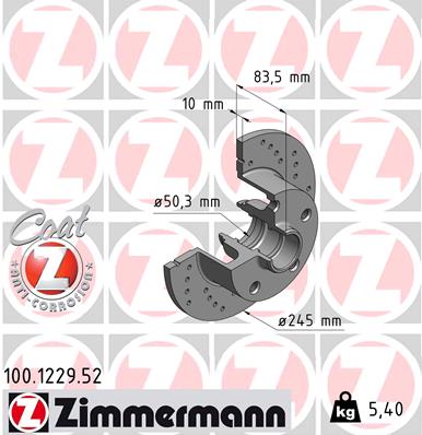 Tarcza hamulcowa ZIMMERMANN 100.1229.52