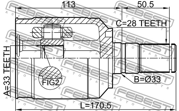 Przegub wału FEBEST 2211-XM12LH