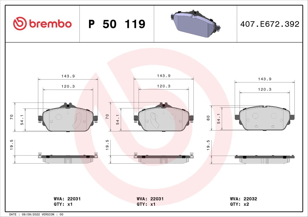 Klocki hamulcowe BREMBO P 50 119