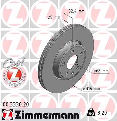 Tarcza hamulcowa ZIMMERMANN 100.3330.20