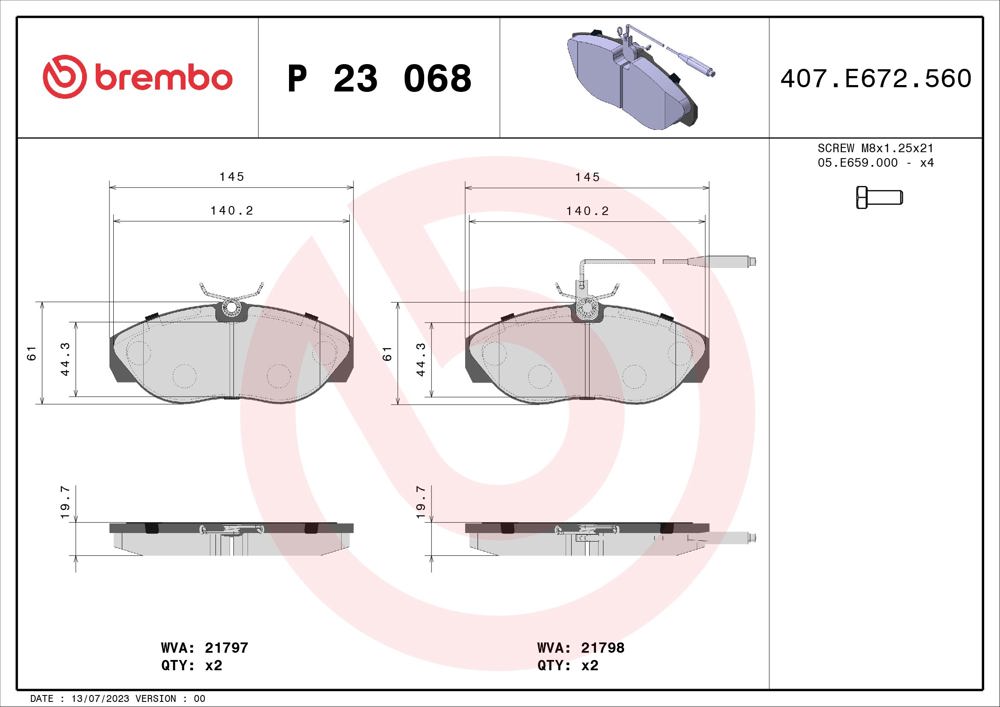 Klocki hamulcowe BREMBO P 23 068