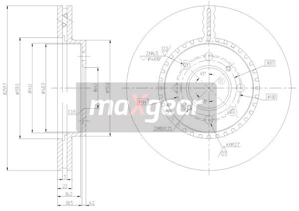 Tarcza hamulcowa MAXGEAR 19-2498