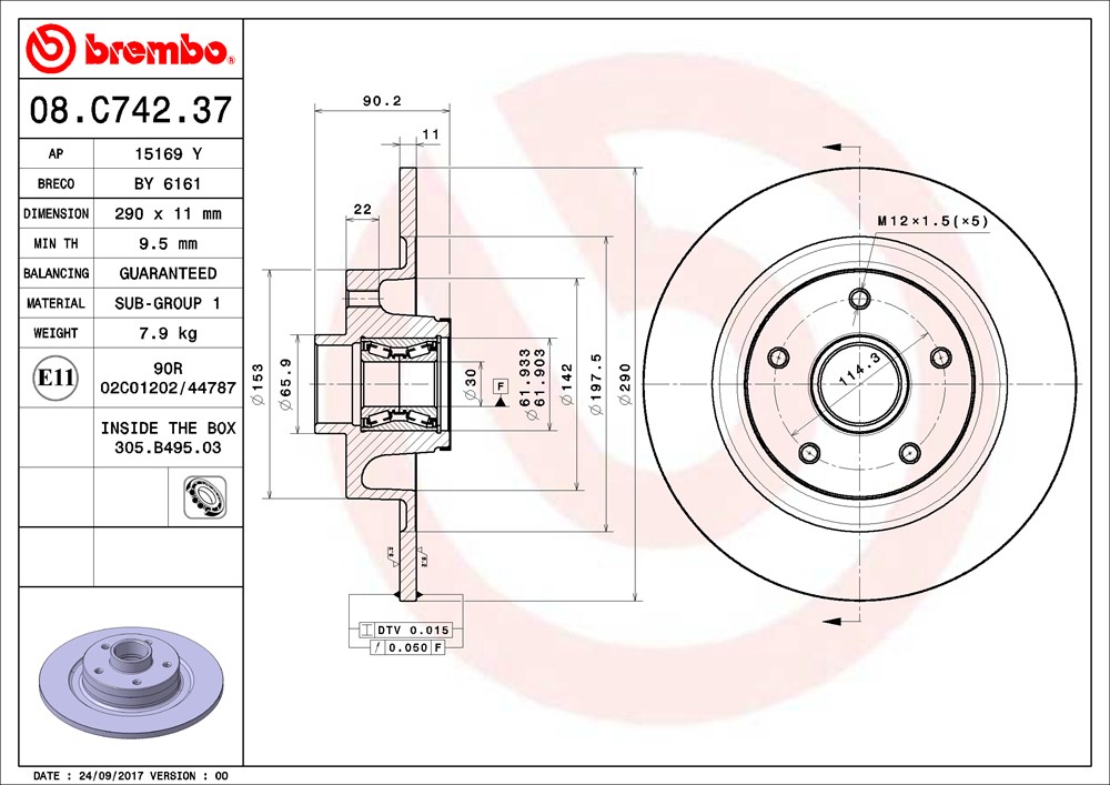 Tarcza hamulcowa BREMBO 08.C742.37