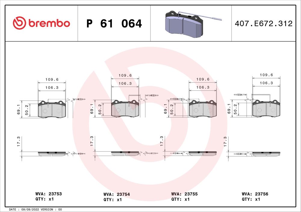 Klocki hamulcowe BREMBO P 61 064