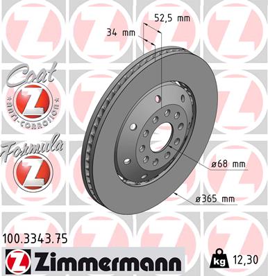 Tarcza hamulcowa ZIMMERMANN 100.3343.75