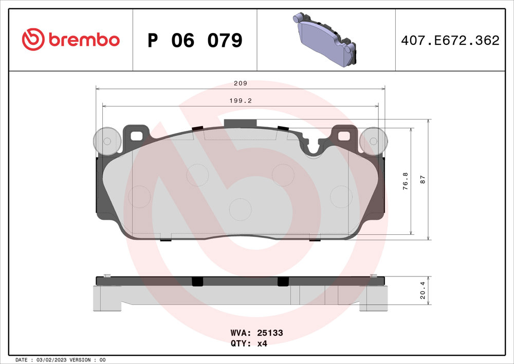 Klocki hamulcowe BREMBO P 06 079