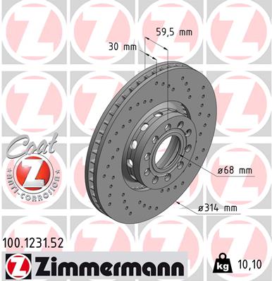 Tarcza hamulcowa ZIMMERMANN 100.1231.52