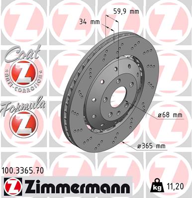Tarcza hamulcowa ZIMMERMANN 100.3365.70