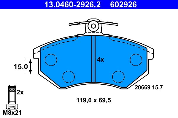 Klocki hamulcowe ATE 13.0460-2926.2