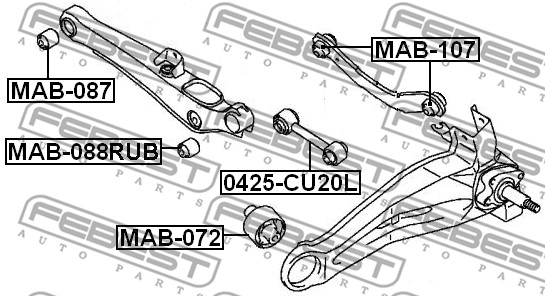 Tuleja wahacza FEBEST MAB-088RUB