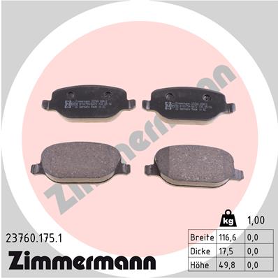 Klocki hamulcowe ZIMMERMANN 23760.175.1